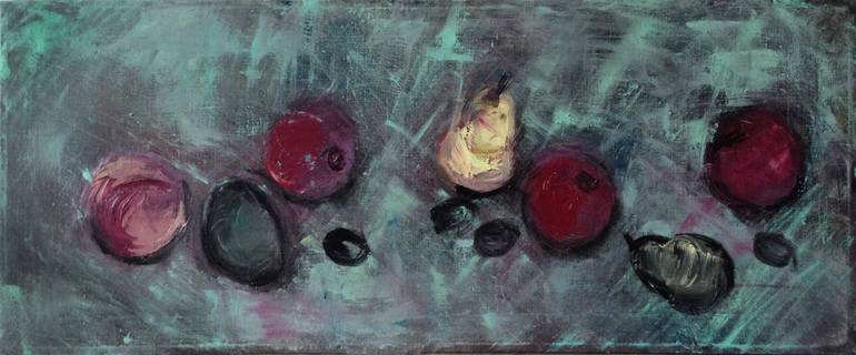 The Apples and Pears, oil on canvas, 85 × 30 cm