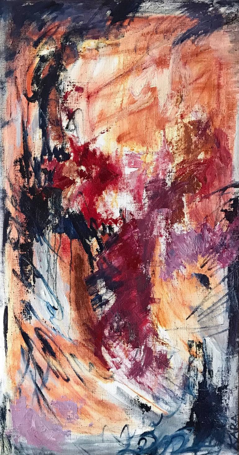 Crimson Pulse, oil on canvas, 60 × 110 cm