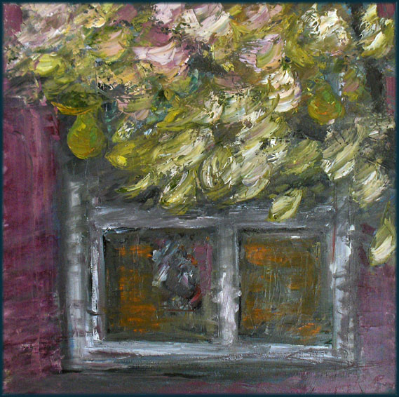 Grandma's Pear, oil on canvas, 85 × 85 cm