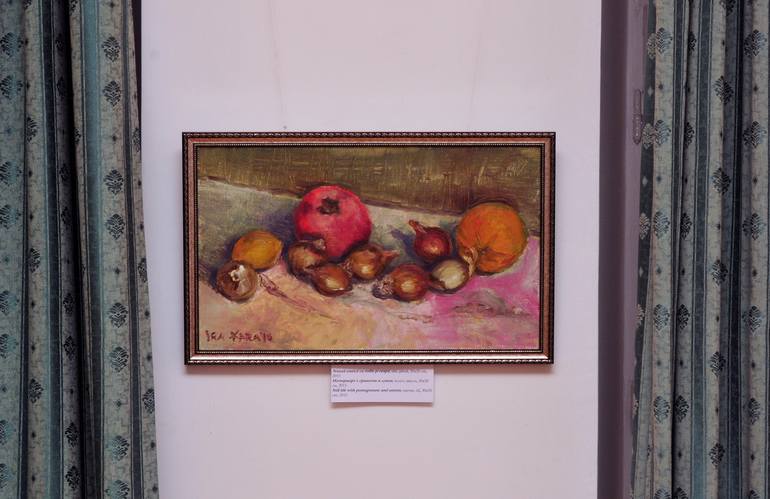Still Life with Pomegranate and Orange, oil on canvas, 50 × 30 cm
