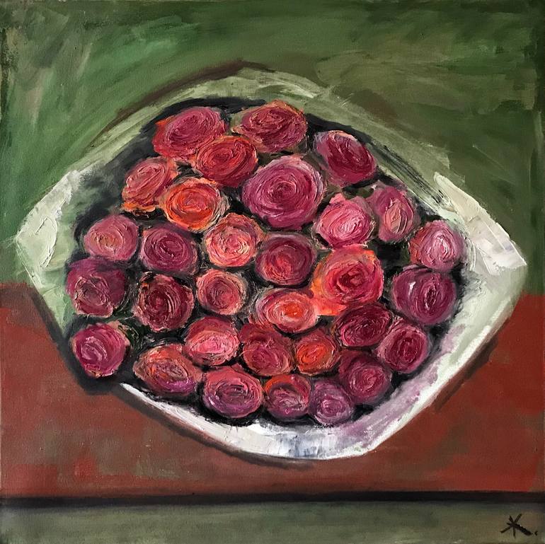 Roses, oil on canvas, 60 × 60 cm