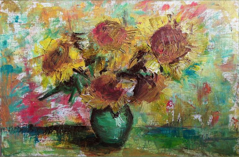 Sunflowers, oil on canvas, 50 × 30 cm
